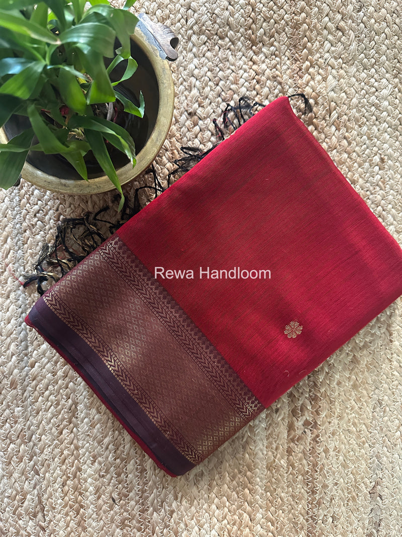 Maheshwari Maroon Lotus Butta Saree LBS067