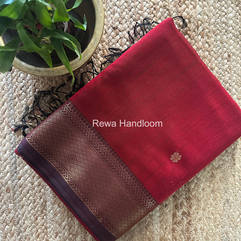 Maheshwari Maroon Lotus Butta Saree LBS067