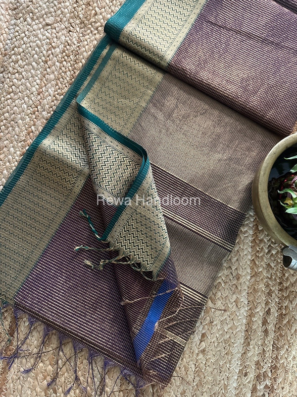 Exclusive Maheshwari Brown Tissue Silk Saree ZTS0160