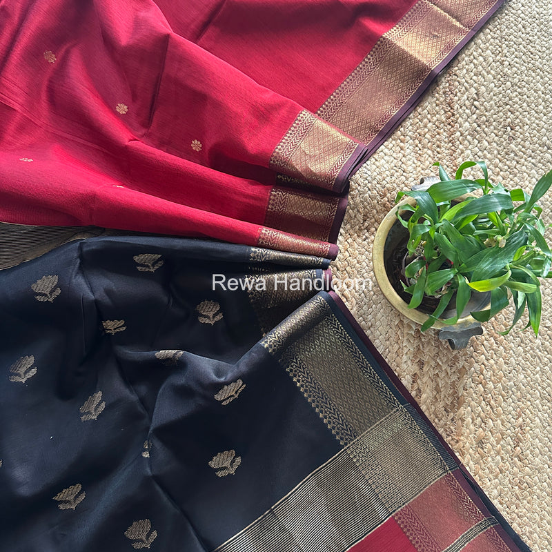 Maheshwari Maroon Lotus Butta Saree LBS067
