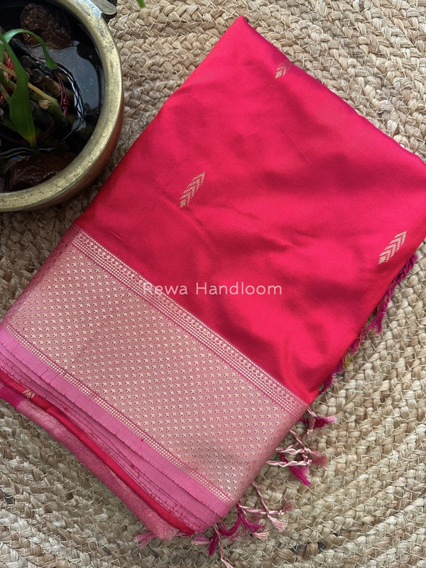 Maheshwari Rani Pink-Pink Pure Silk Saree PS037
