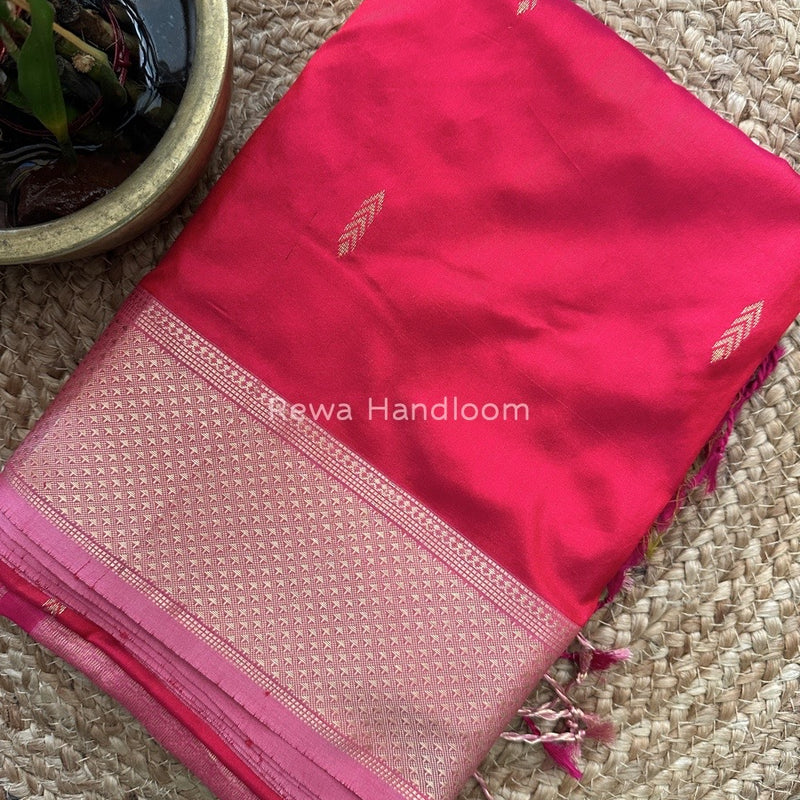 Maheshwari Rani Pink-Pink Pure Silk Saree PS037
