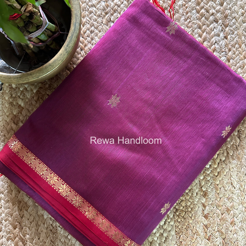 Dark Onion Pink Star Butti Maheshwari Saree SSB046