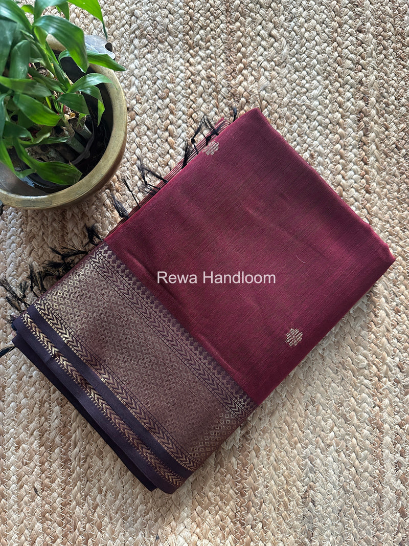 Maheshwari Wine Lotus Butta Saree LBS068