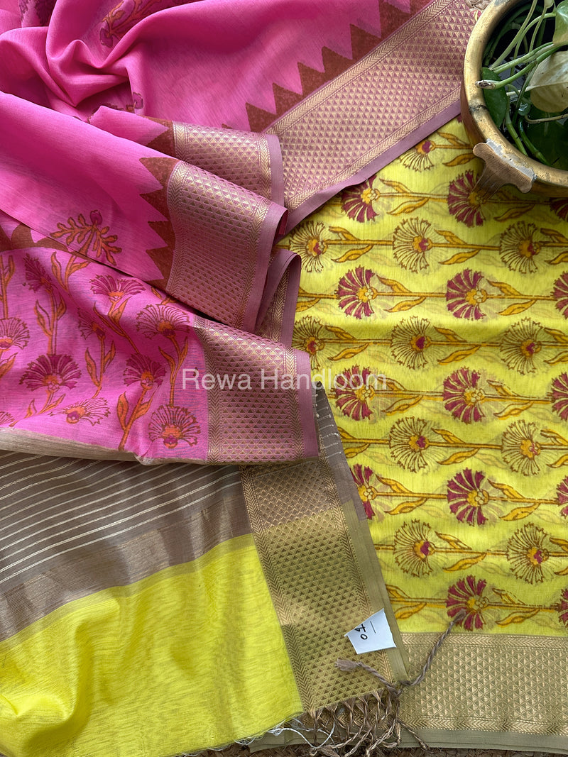 Maheshwari Handblock Print Top-Dupatta