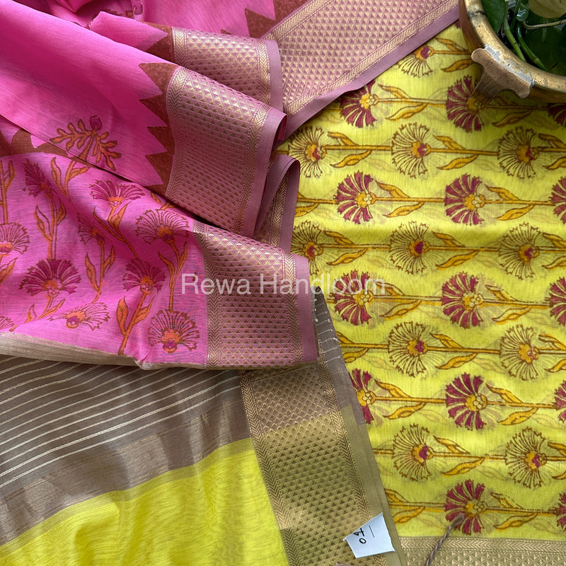 Maheshwari Handblock Print Top-Dupatta