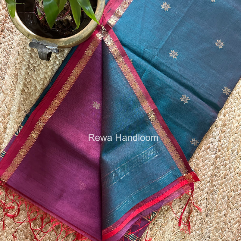 Dark Onion Pink Star Butti Maheshwari Saree SSB046