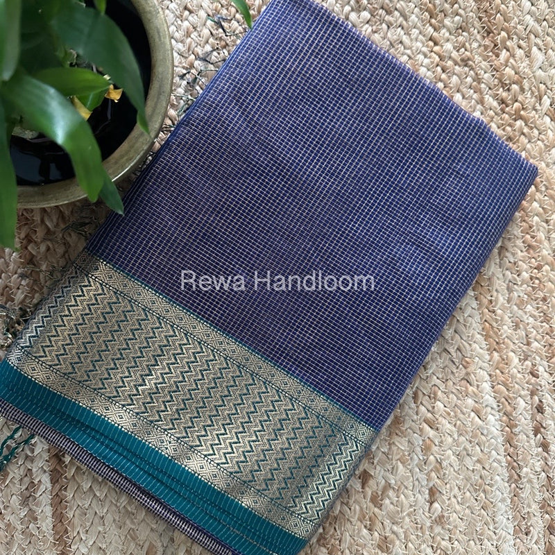 Exclusive Maheshwari Blue Tissue Silk Saree ZTS0150