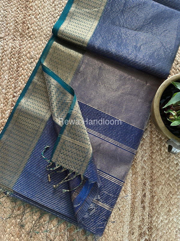 Exclusive Maheshwari Blue Tissue Silk Saree ZTS0150