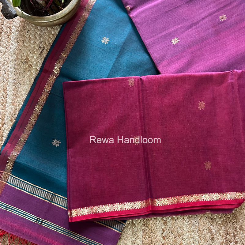 Dark Onion Pink Star Butti Maheshwari Saree SSB046