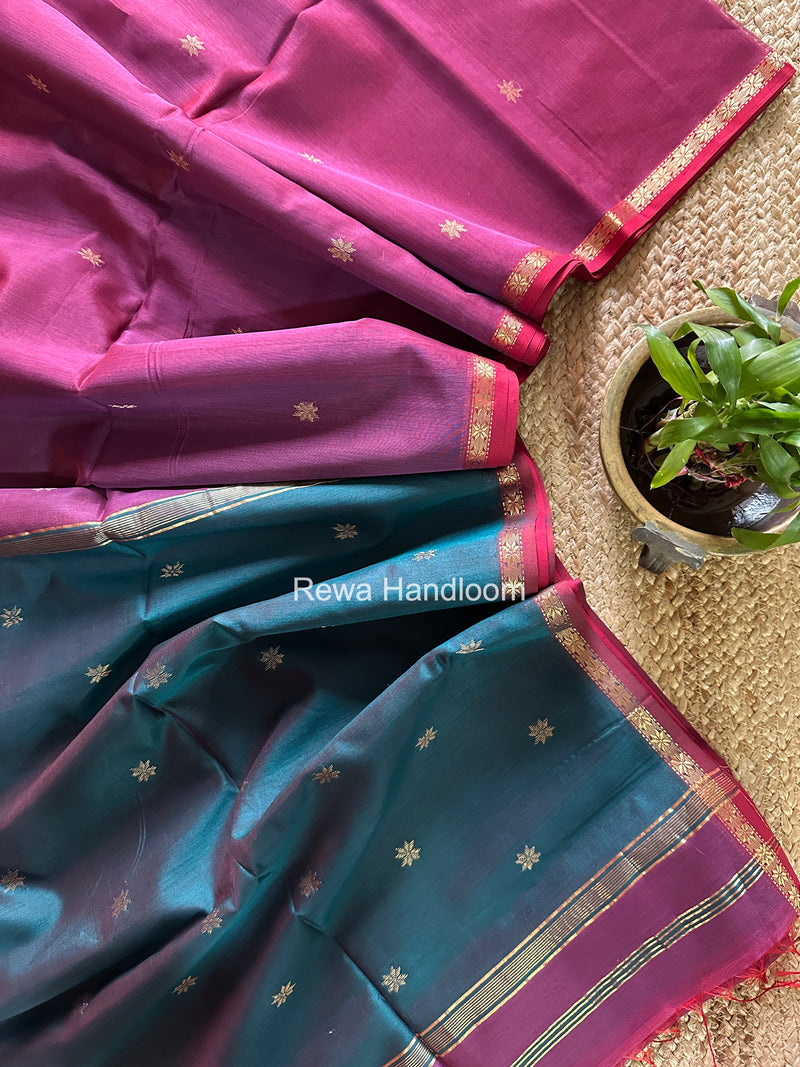 Dark Onion Pink Star Butti Maheshwari Saree SSB046