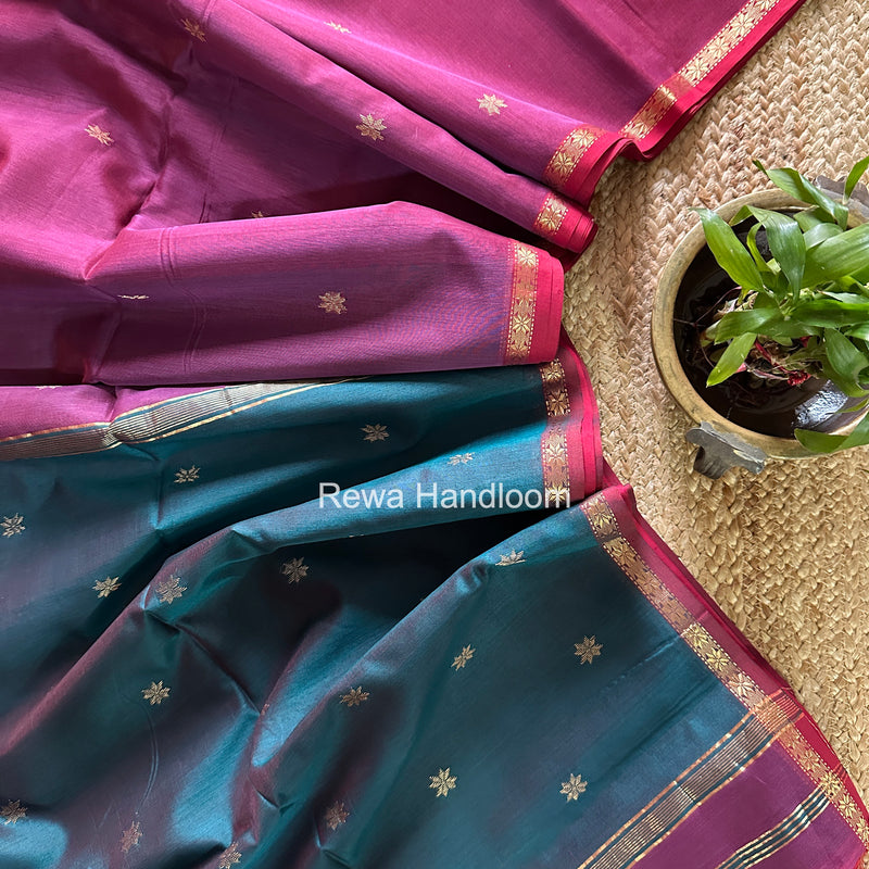 Dark Onion Pink Star Butti Maheshwari Saree SSB046