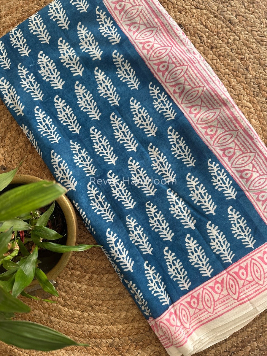 Blue Indigo Cotton Saree IND022