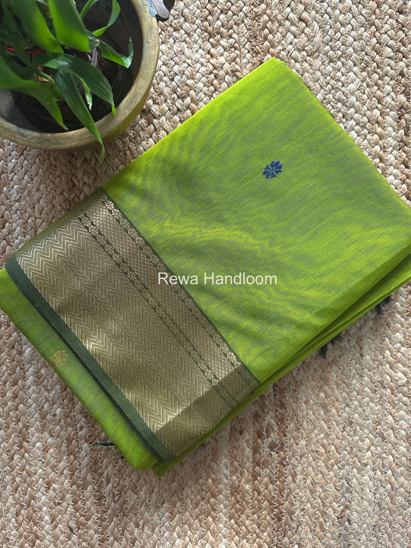 Maheshwari Parrot Green Lotus Butta Saree LBS069