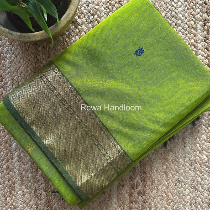 Maheshwari Parrot Green Lotus Butta Saree LBS069