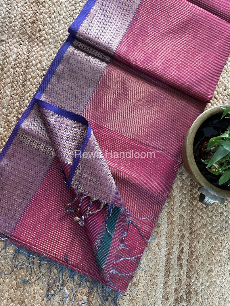 Exclusive Maheshwari Rani Pink Tissue Silk Saree ZTS0151