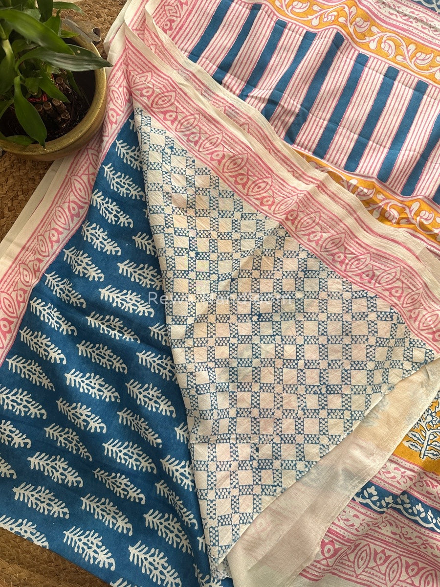 Blue Indigo Cotton Saree IND022