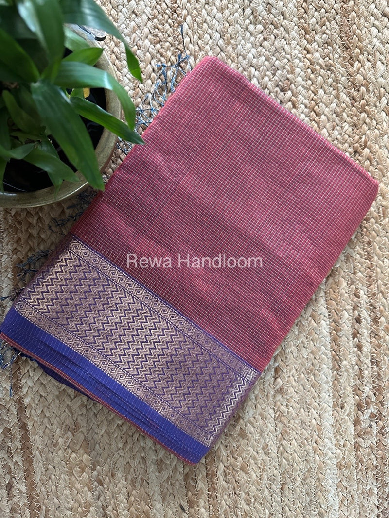 Exclusive Maheshwari Onion Pink Tissue Silk Saree ZTS0152