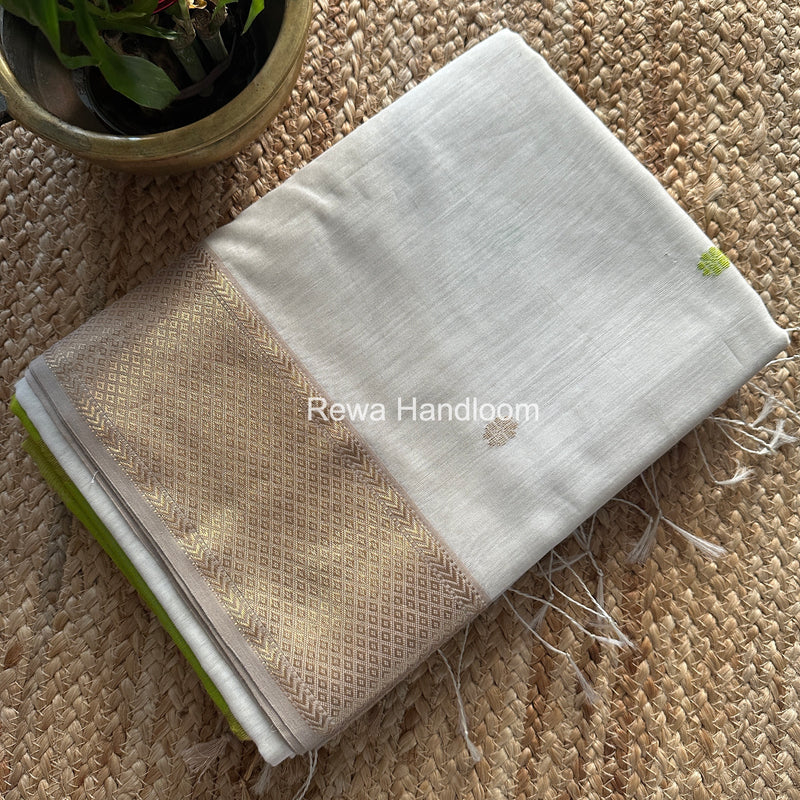 Maheshwari White Lotus Butta Saree LBS071
