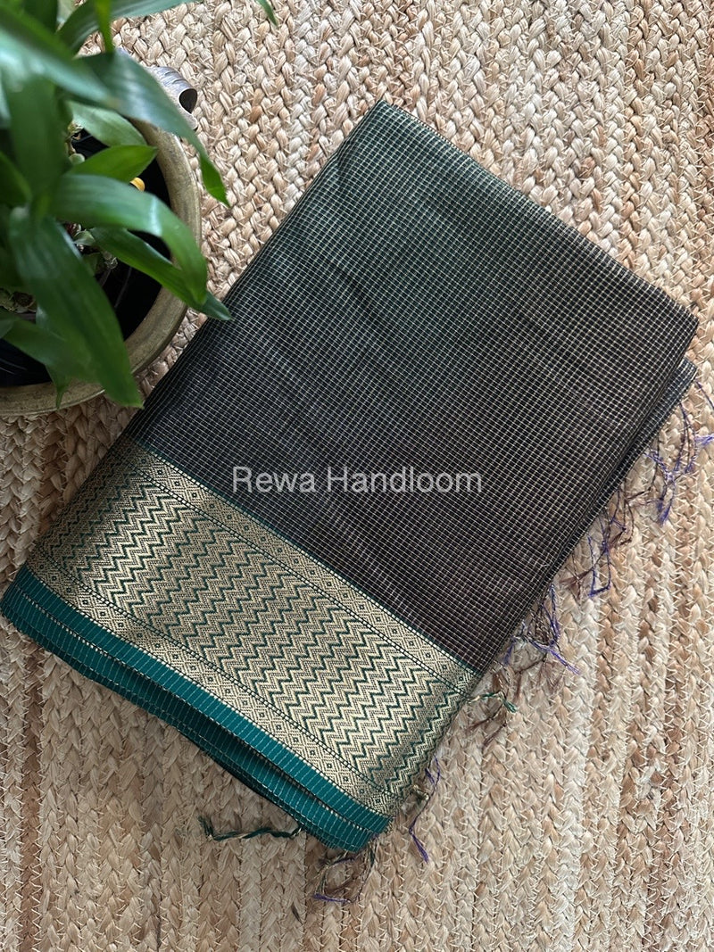 Exclusive Maheshwari Black Tissue Silk Saree ZTS0165