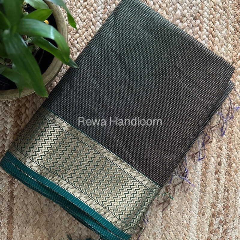 Exclusive Maheshwari Black Tissue Silk Saree ZTS0165