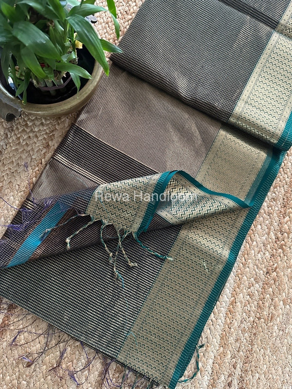 Exclusive Maheshwari Black Tissue Silk Saree ZTS0165