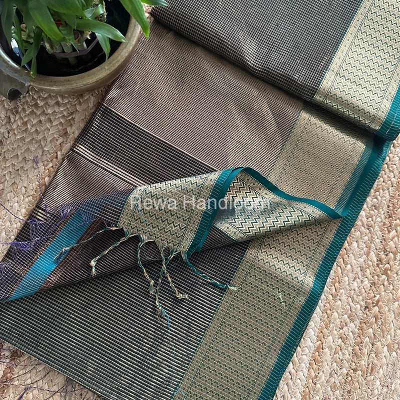 Exclusive Maheshwari Black Tissue Silk Saree ZTS0165