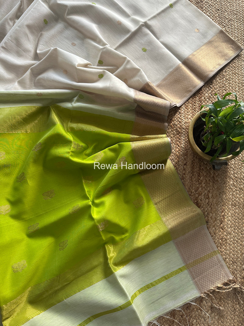 Maheshwari White Lotus Butta Saree LBS071