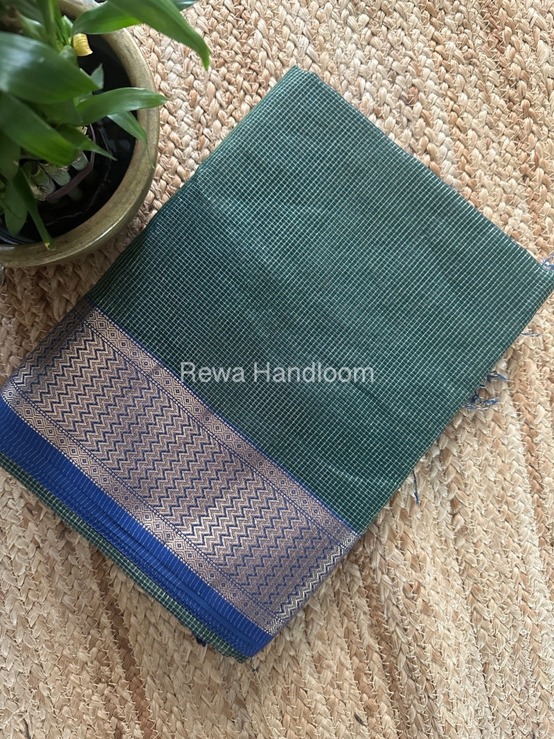 Exclusive Maheshwari Green Tissue Silk Saree ZTS0163