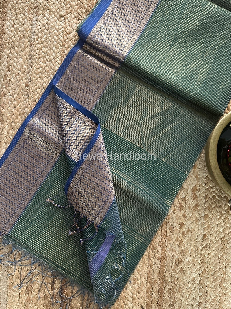 Exclusive Maheshwari Green Tissue Silk Saree ZTS0163