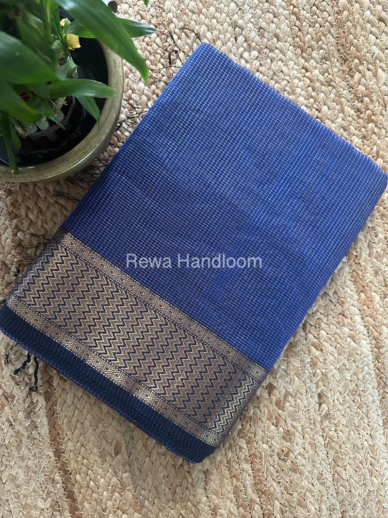 Exclusive Maheshwari Blue Tissue Silk Saree ZTS0155