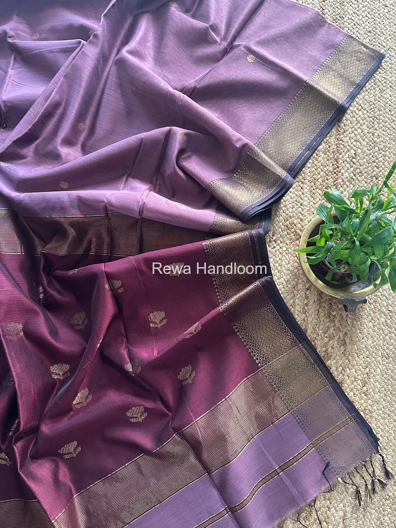 Maheshwari Onion Pink Lotus Butta Saree LBS072