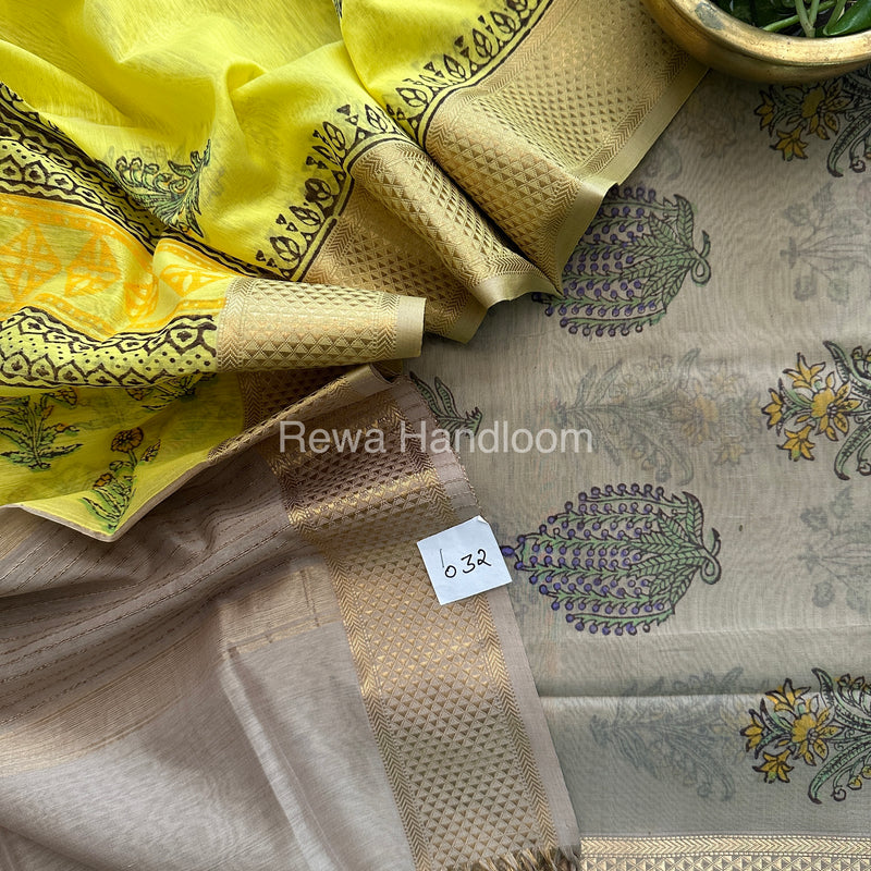 Maheshwari Handblock Print Top-Dupatta