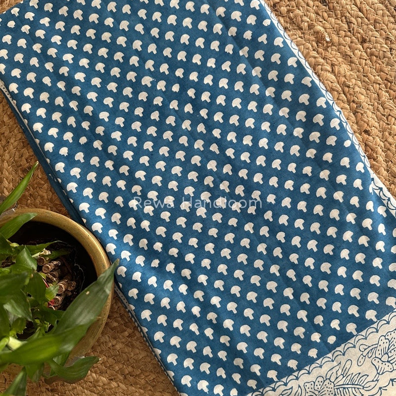Sky Blue Indigo Cotton Saree IND05