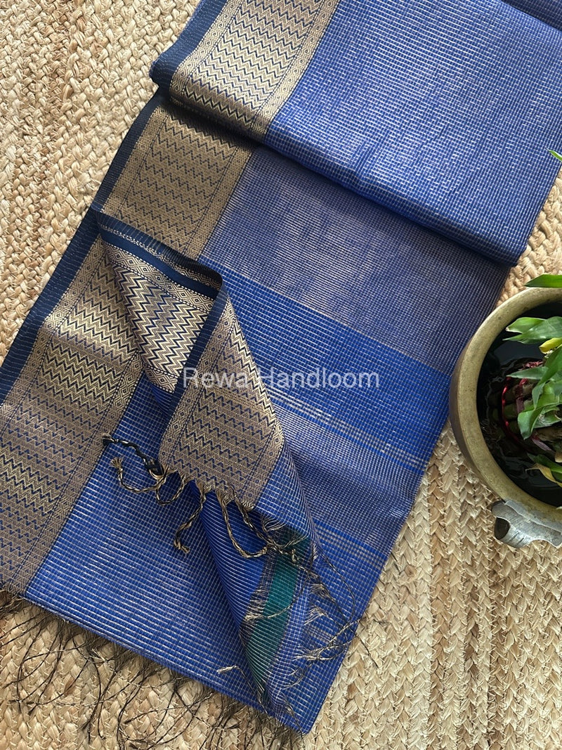 Exclusive Maheshwari Blue Tissue Silk Saree ZTS0155
