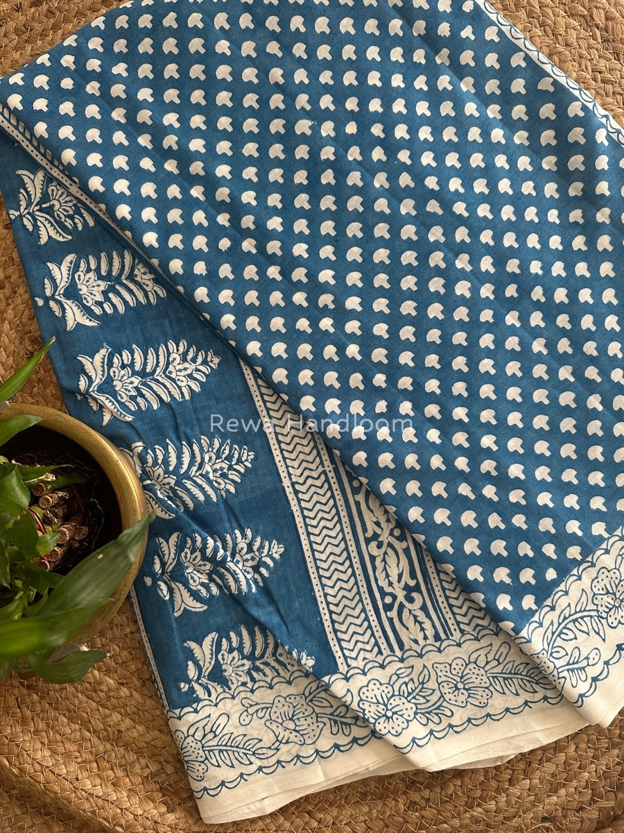  Indigo Cotton Saree