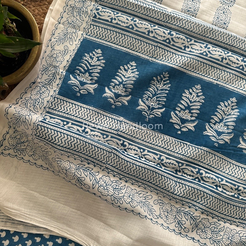 Sky Blue Indigo Cotton Saree IND05