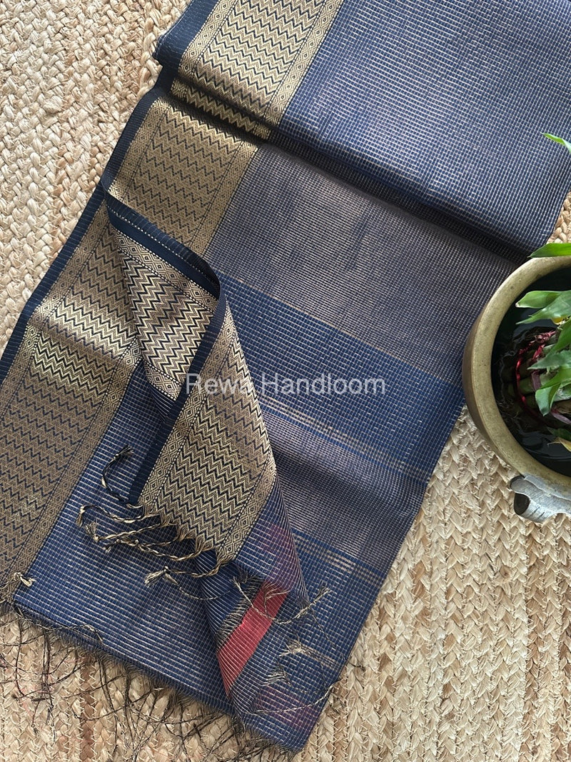 Exclusive Maheshwari Jarman Blue Tissue Silk Saree ZTS0156