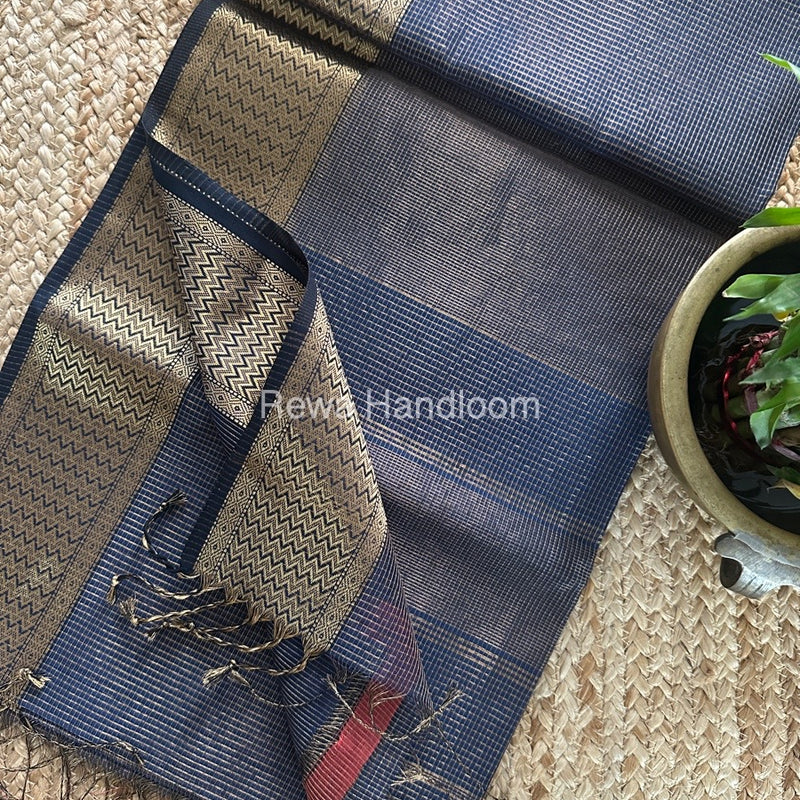 Exclusive Maheshwari Jarman Blue Tissue Silk Saree ZTS0156