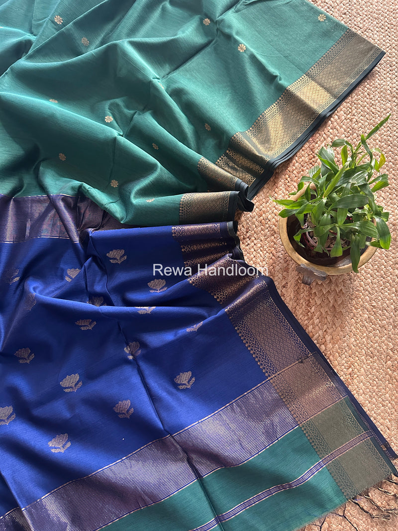 Maheshwari Sea Green Lotus Butta Saree LBS073