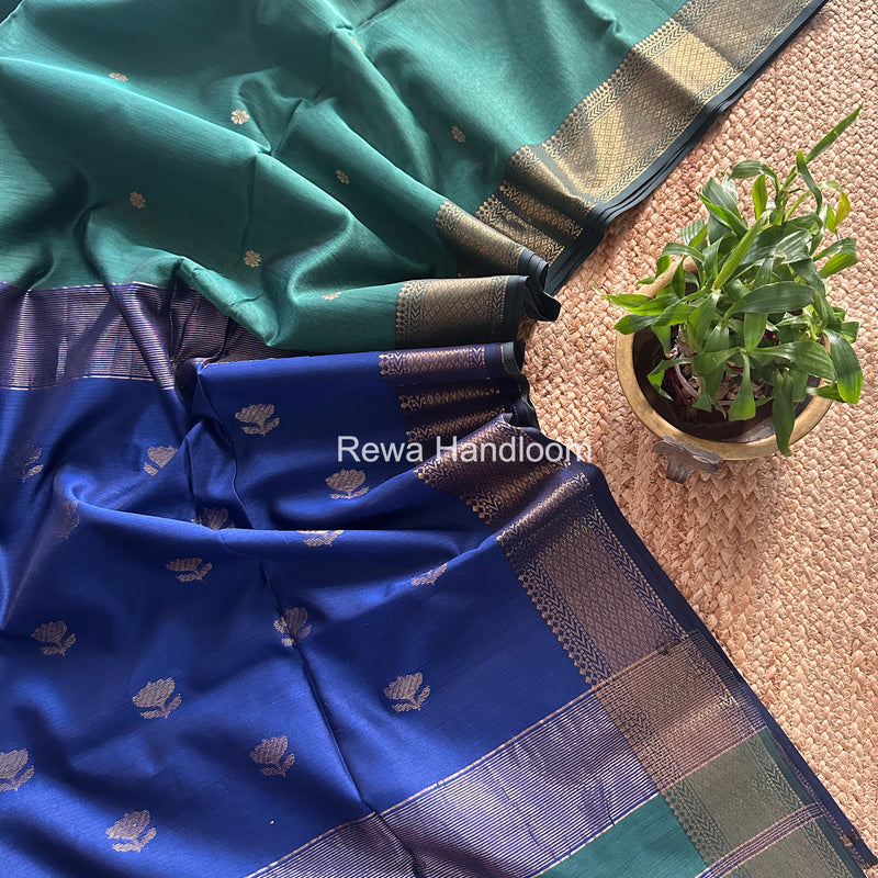 Maheshwari Sea Green Lotus Butta Saree LBS073