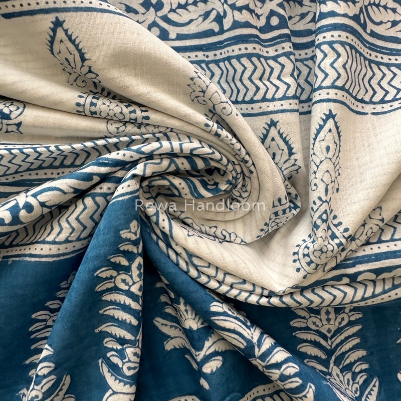 Sky Blue Indigo Cotton Saree IND05