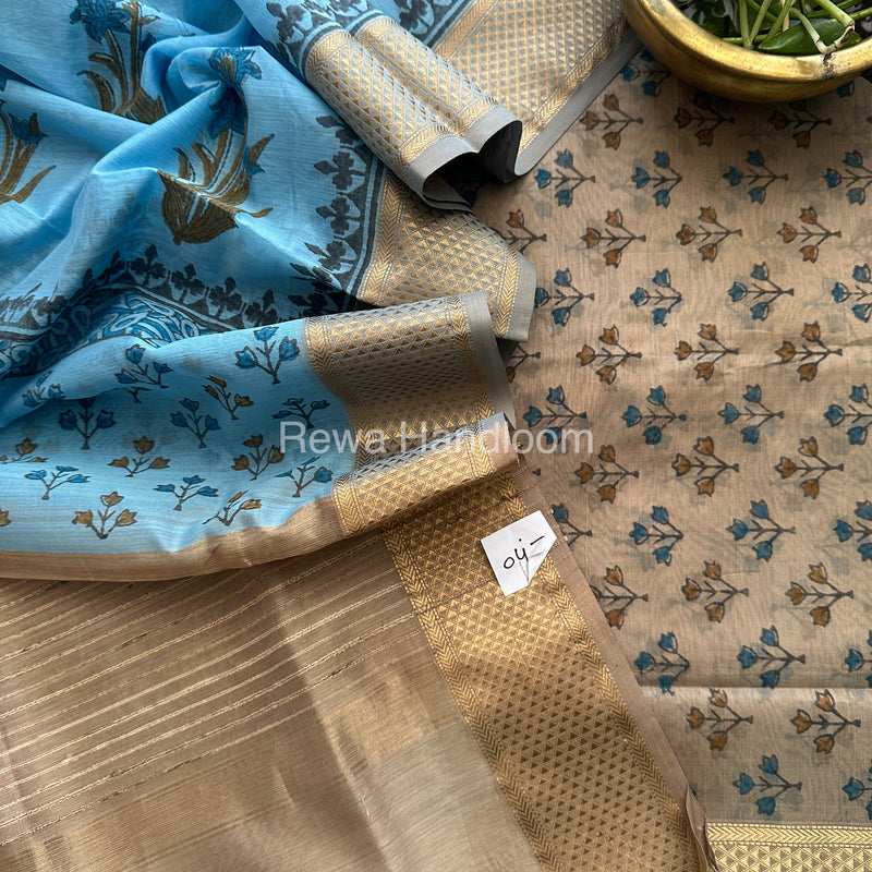 Maheshwari Handblock Print Top-Dupatta