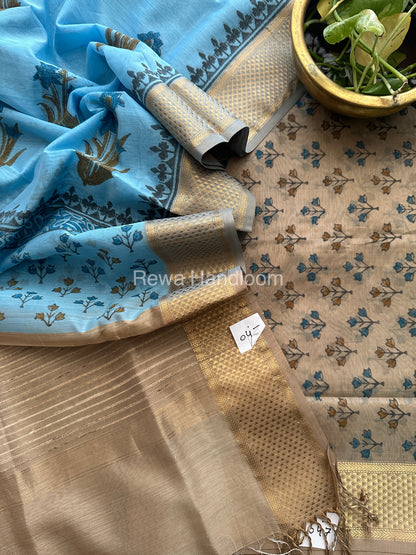 Maheshwari Handblock Print Top-Dupatta