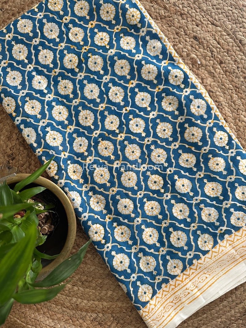 Blue Indigo Cotton Saree IND012