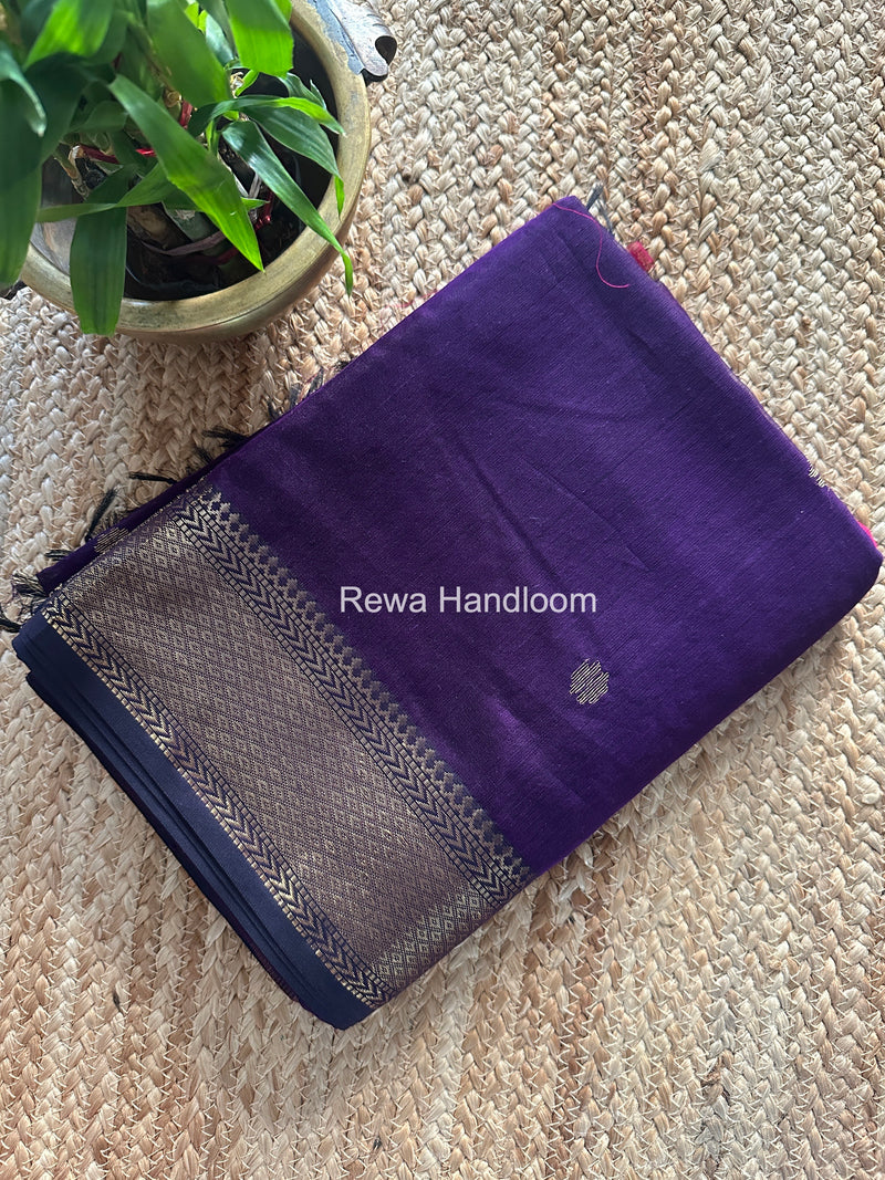 Maheshwari Dark Purple Lotus Butta Saree LBS075