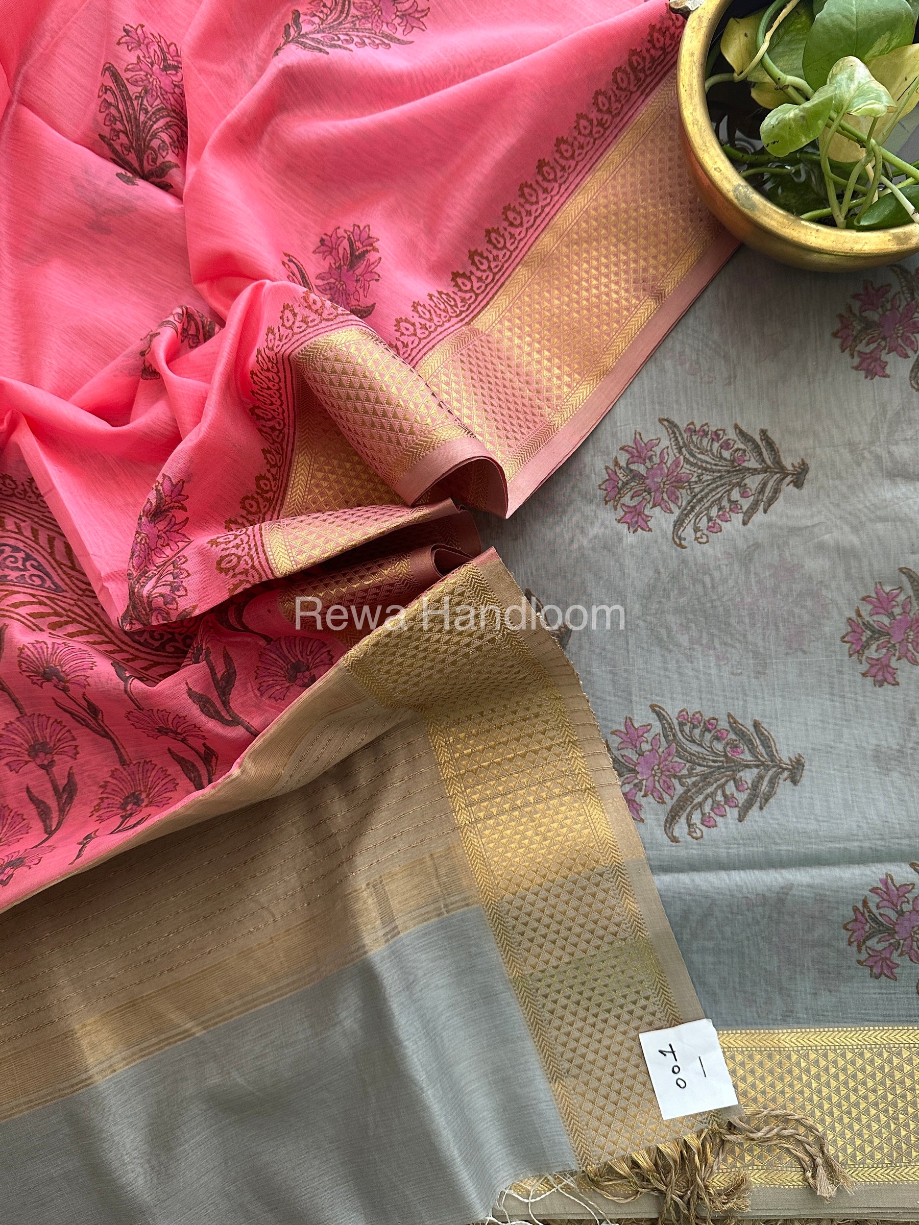 Maheshwari Handblock Print Top-Dupatta