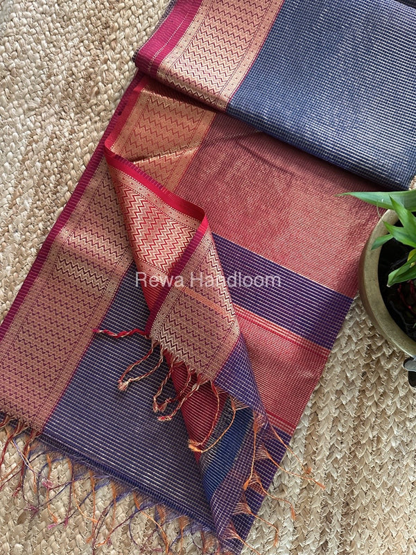 Exclusive Maheshwari Purple Tissue Silk Saree ZTS0161