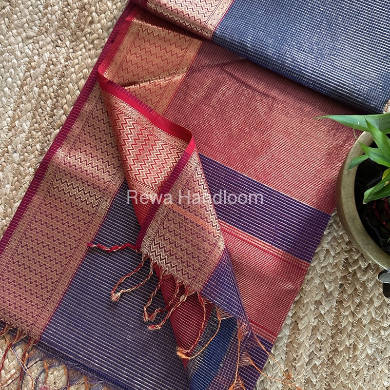 Exclusive Maheshwari Purple Tissue Silk Saree ZTS0161