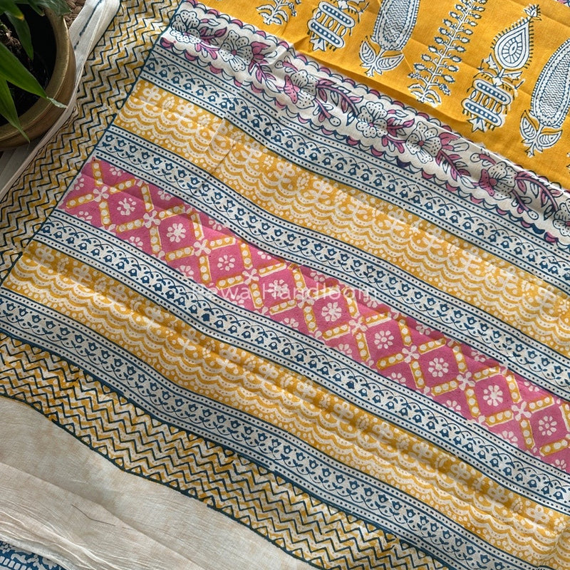 White Indigo Cotton Saree IND011